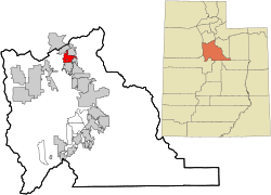Utah County Utah incorporated and unincorporated areas Highland highlighted